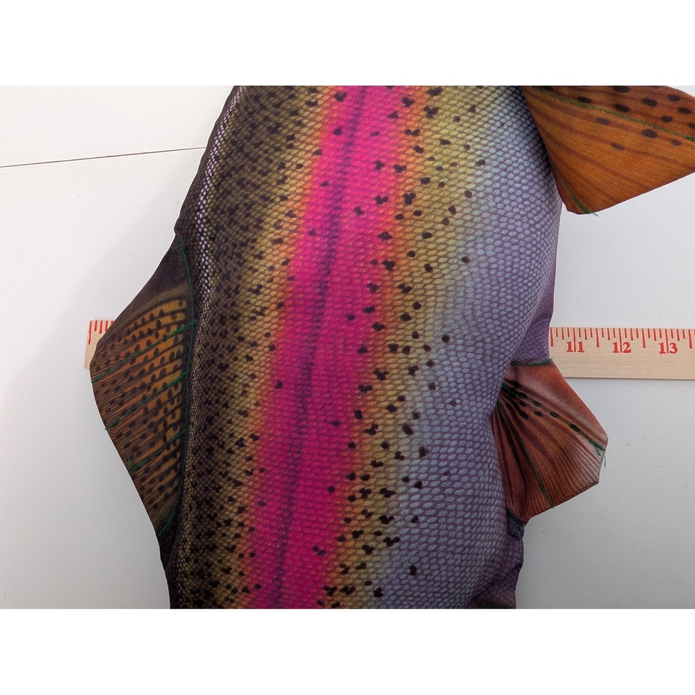 Realistic Rainbow Trout Fish Plush Pillow Novelty Cabin Decor 26 Inch - Picture 7 of 7